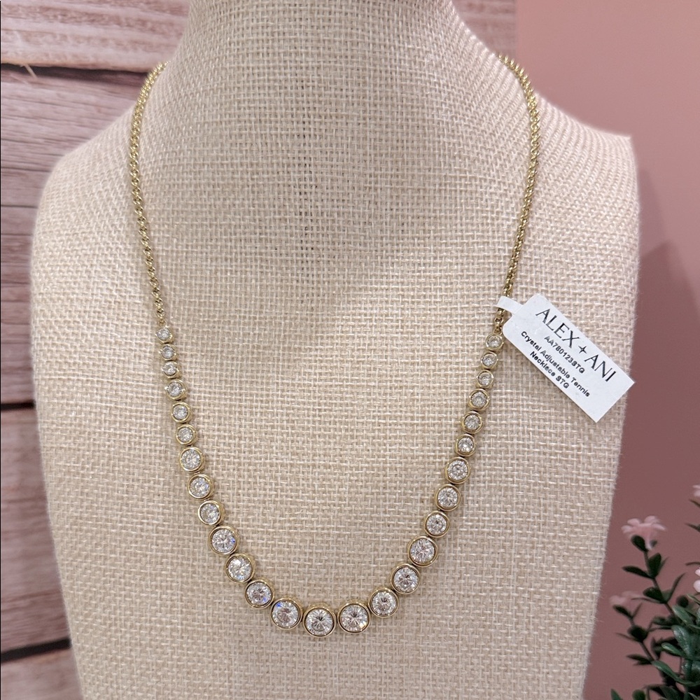 Alex and Ani Crystal Gold Tennis Necklace